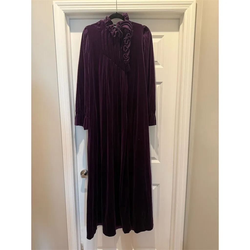 Gilligan & O'Malley Women's Purple Kimono Robe M Long Sleeve Ruffle Tie Size M - Image 2