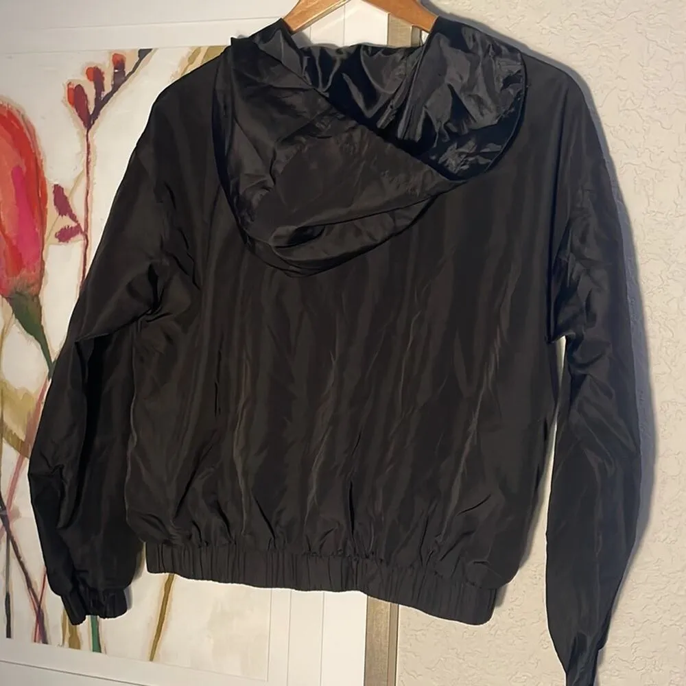 Forever 21 Crop Stripe Black Hooded Windbreaker Y2K Retro 90s - Image 3