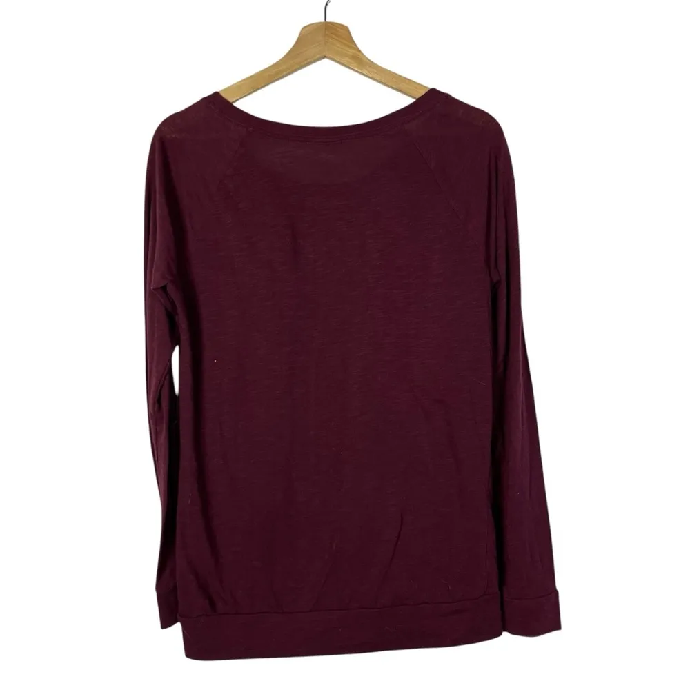 PINK Victoria's Secret Burgundy Red Wide Neck Long Sleeve T-Shirt XS - Image 2