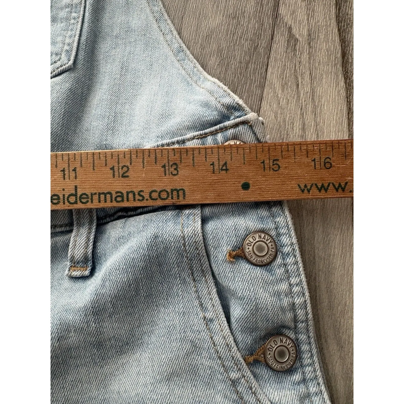 Old Navy Shortalls Womens Small Blue Shorts Bib Overalls Cuffed Distressed 30x3 - Image 12