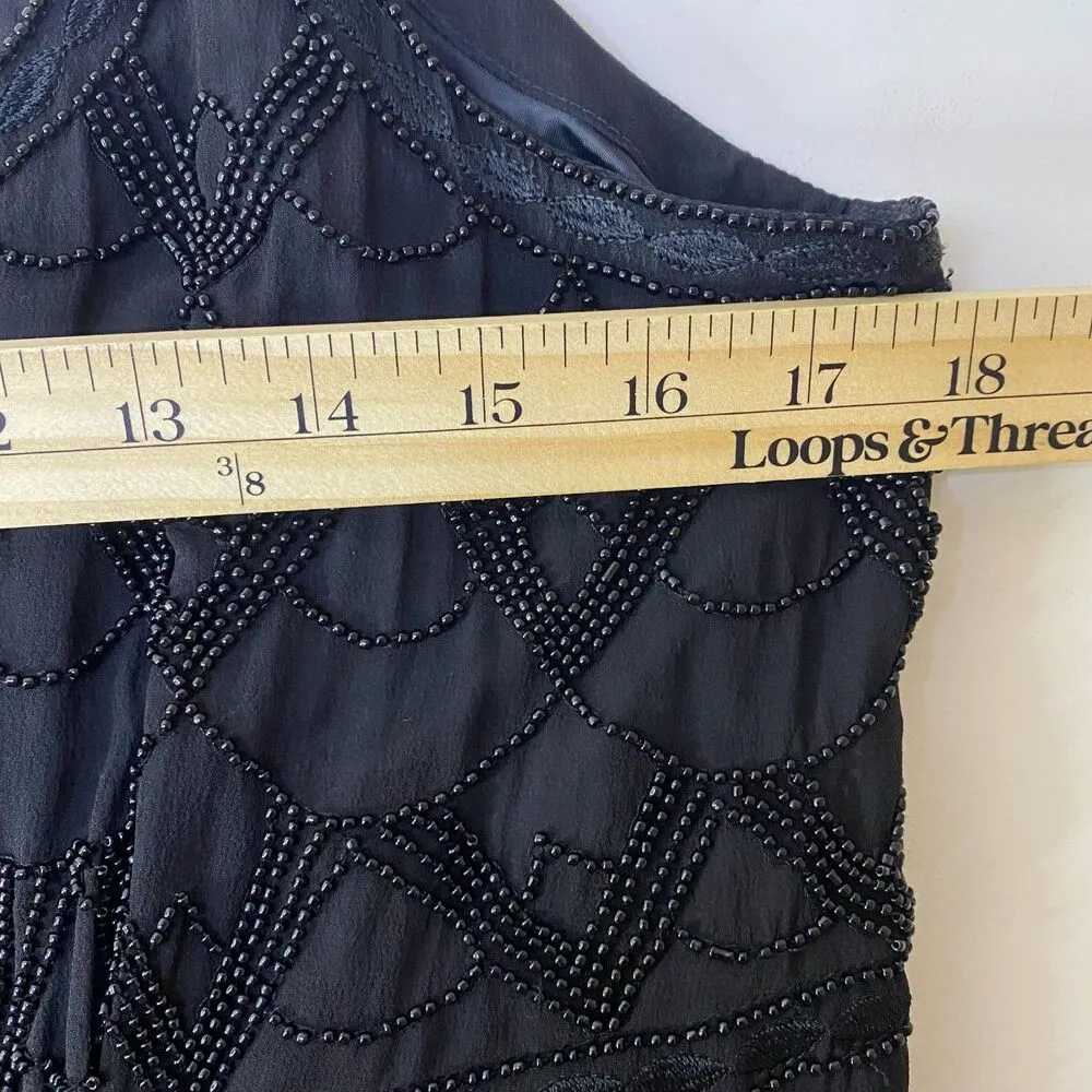 Jones New York Black Beaded Asymmetrical Strappy Formal Elegant Silk Dress Sz 14 - Image 8