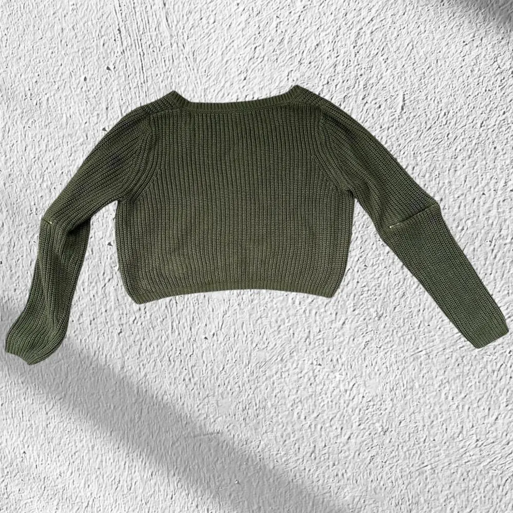 Women's Green and Khaki Jumper Size M - Image 2
