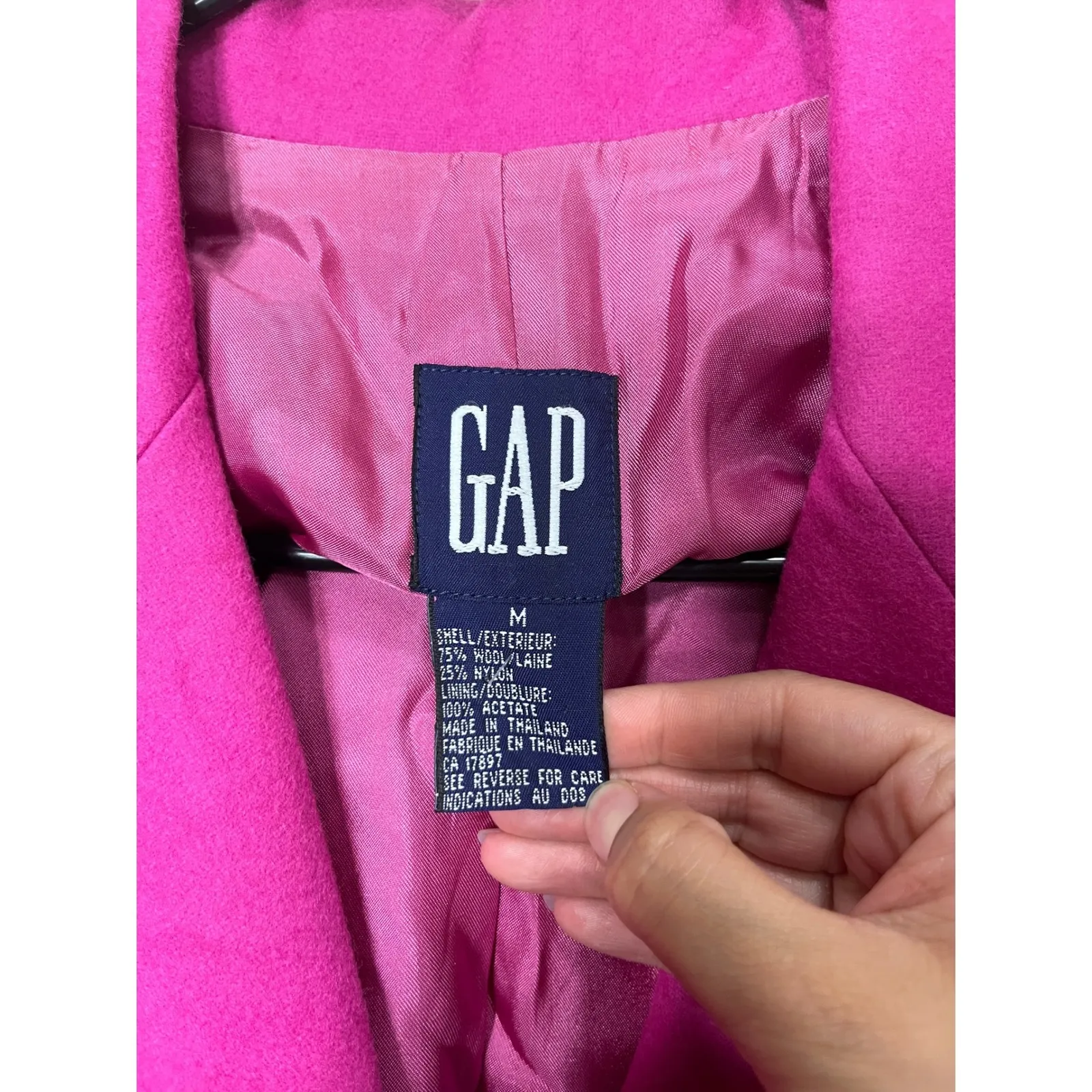 GAP Women's Hot Pink Wool Blend Blazer Classic Button Career Jacket Size M - Image 6