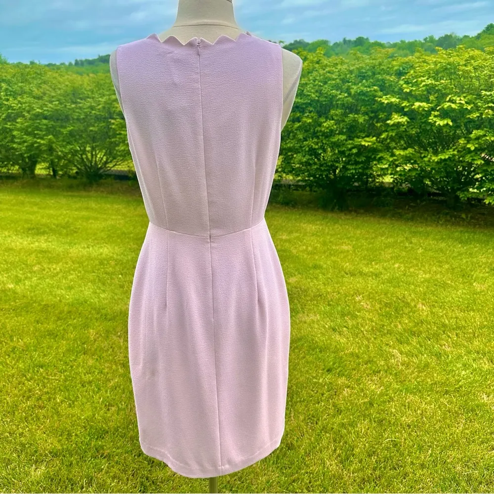 Club Monaco Arlietta Light Pink Rose Scalloped Sleeveless Faux Wrap Dress - Image 12