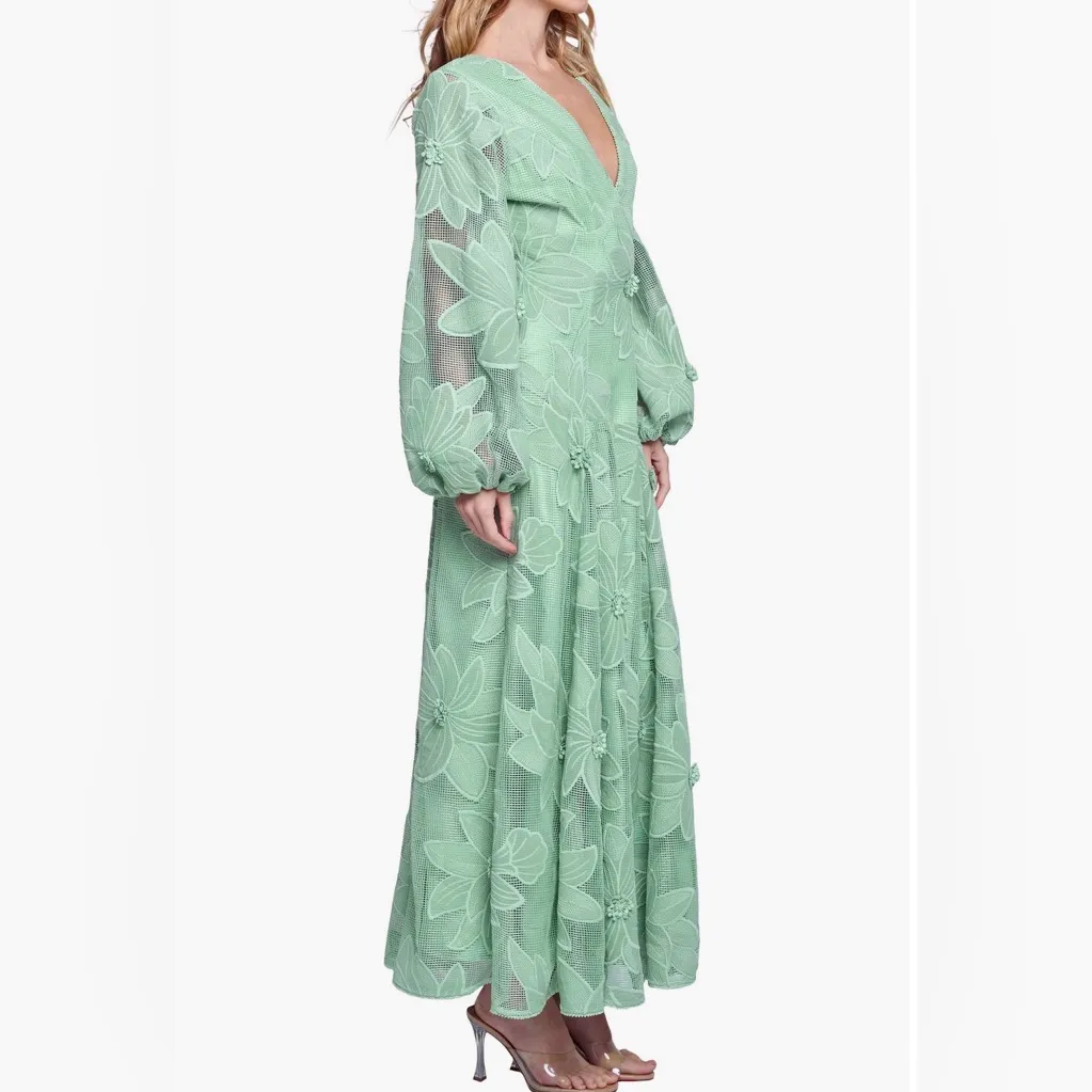 NWT NEW Cibeon Sarilla Long Sleeve Lace Gown Mint Green GORGEOUS Size XS - Image 3