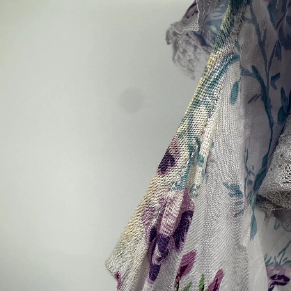 LoveShackFancy x Target Lou Dress Ruffle Tiered Floral Lace Trim Mini Purple L Size L - Image 6