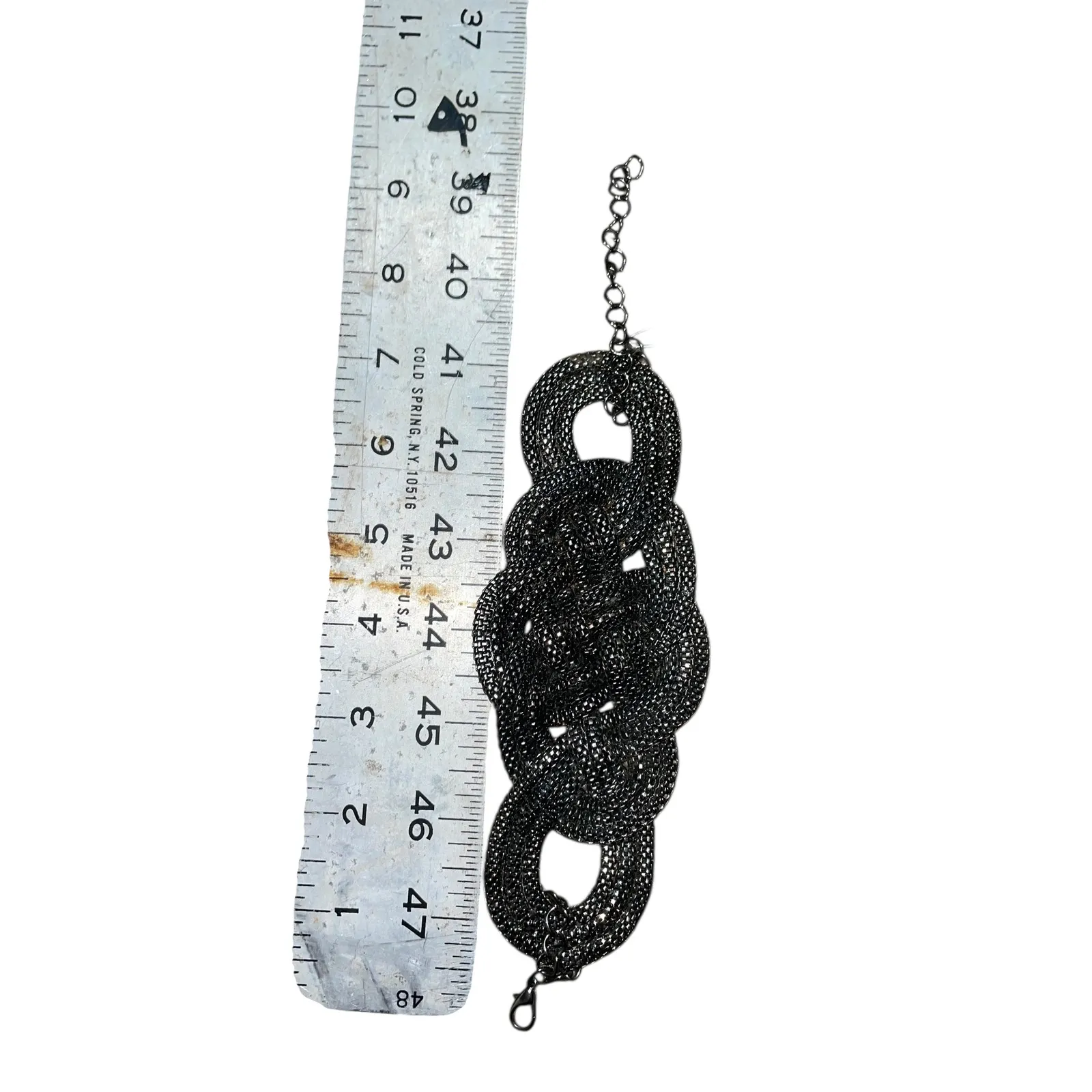 Gun Metal Mesh Knot Y2K Necklace & Bracelet Set Fashion Jewelry‎ Black - Image 3