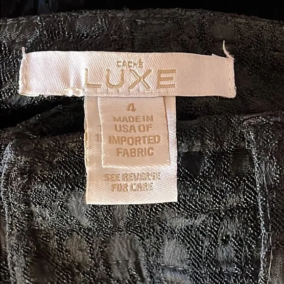 Caché Luxe Size 4 Black Animal Print Textured‎ Slim Flare Pants - Image 8