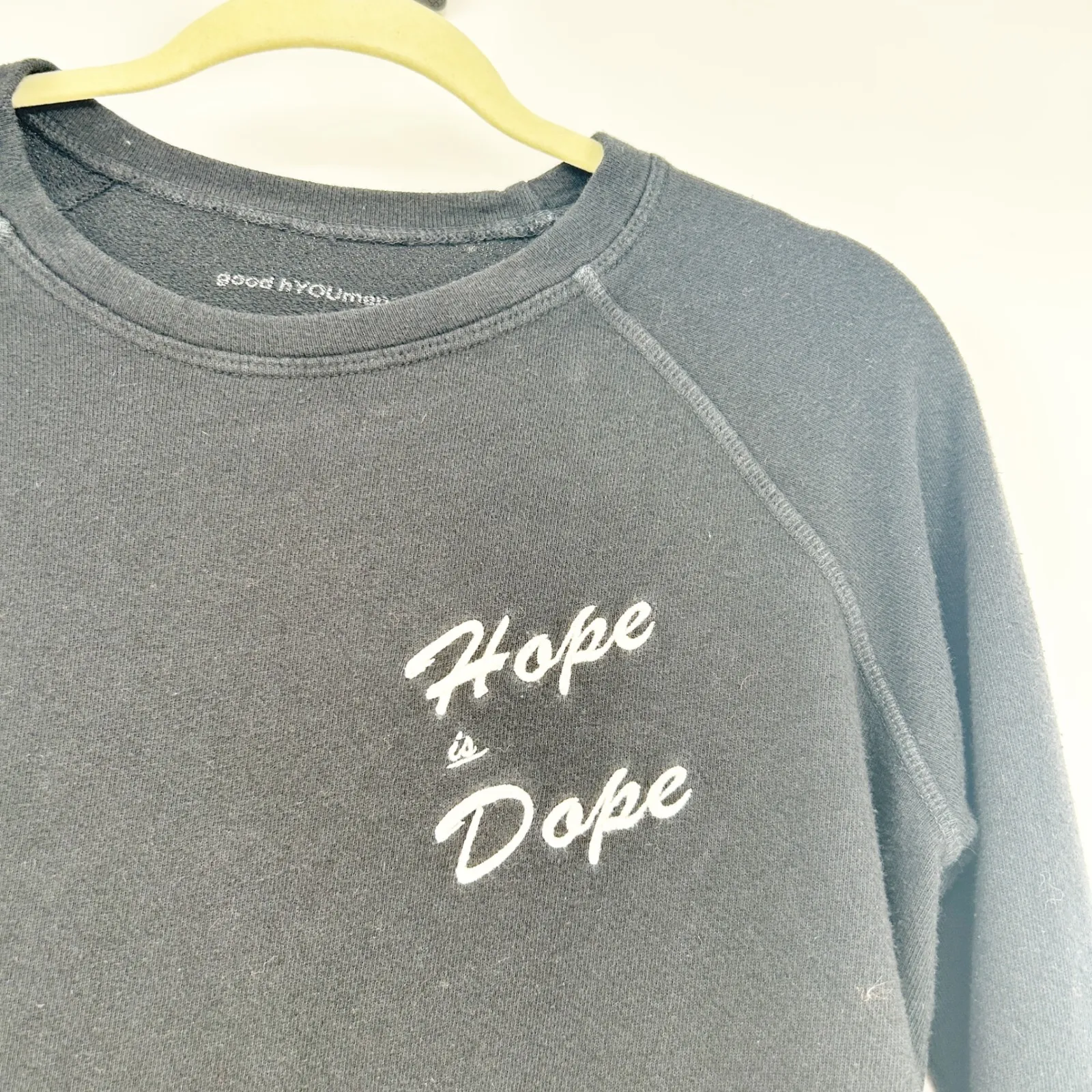 Good HYOUman Womens Hope is Dope Graphic Crewneck Sweatshirt Size S Black - Image 2