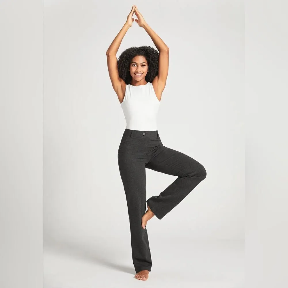 NWT BetaBrand Classic Dress Pant Yoga Pants Straight Leg Charcoal Medium Petite - Image 5