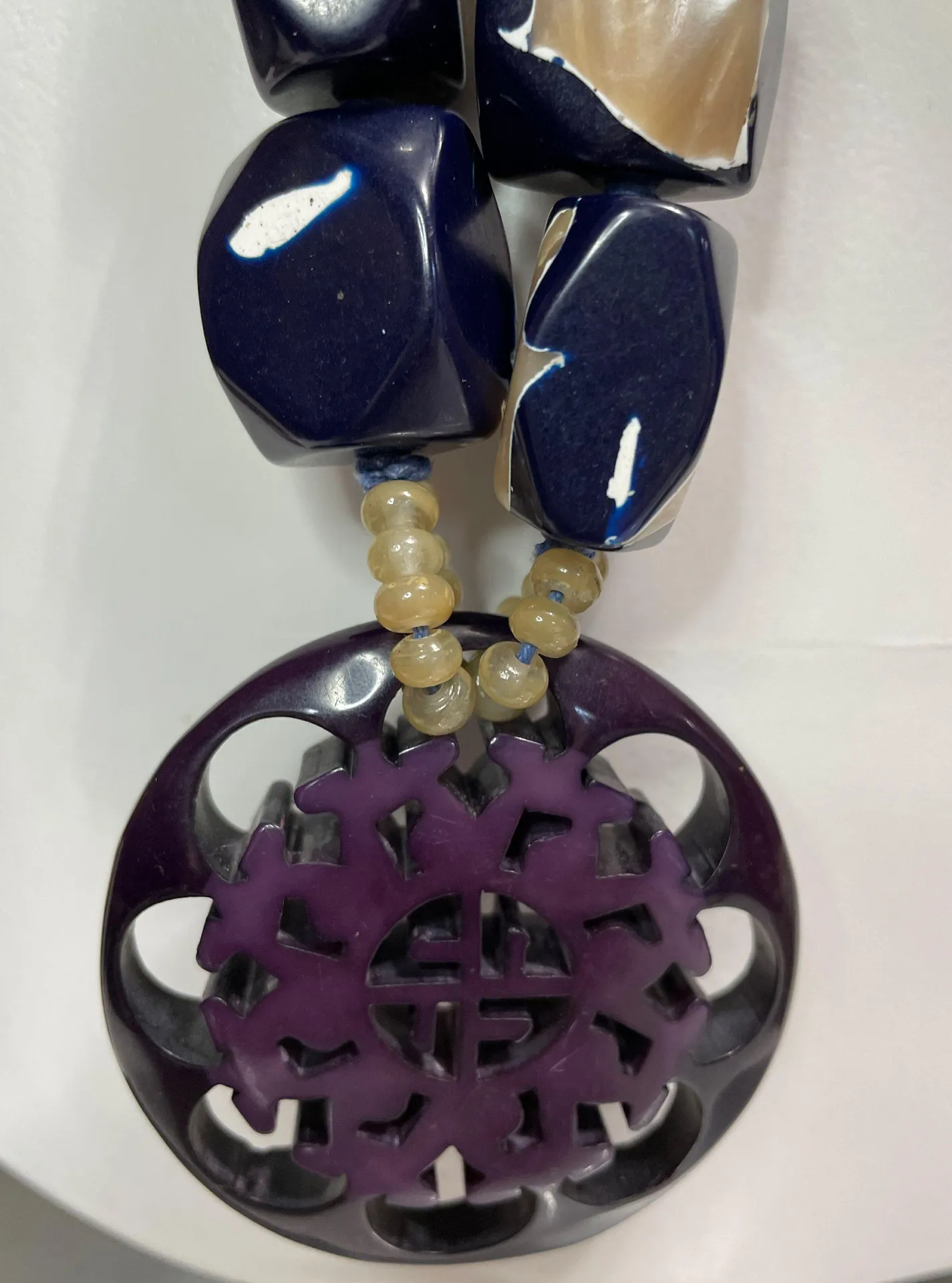 Chico’s Blue & Purple Large Chunky Beaded Long Necklace 44” - Image 2