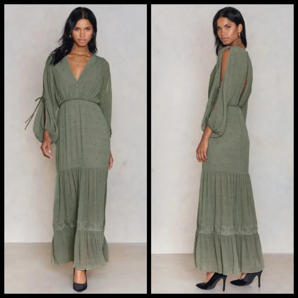 💕STEVIE MAY💕 The Sleepers Dress Sage Green Small Billow Sleeves Boho Chic - Image 3