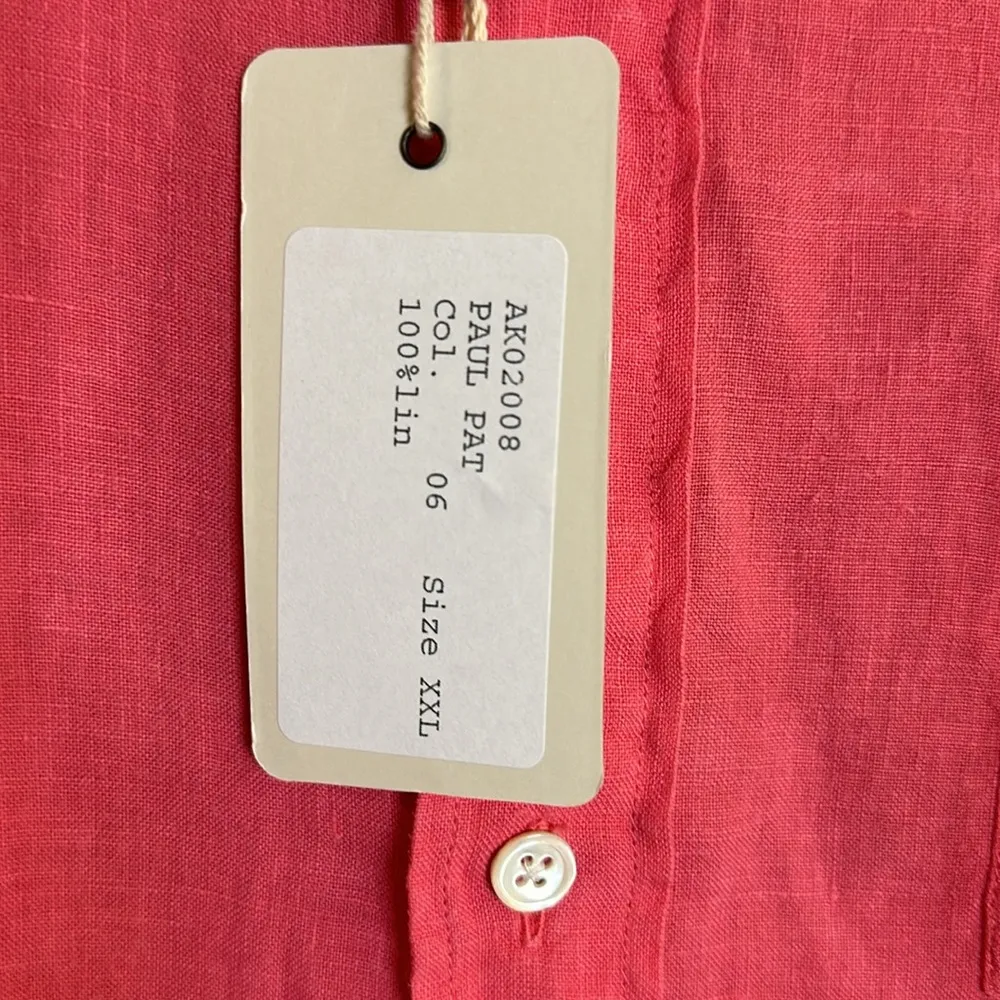 Hartford Alternative Classics 100% Coral Color Linen Long Sleeve Button Up NWT Orange Size XXL - Image 3