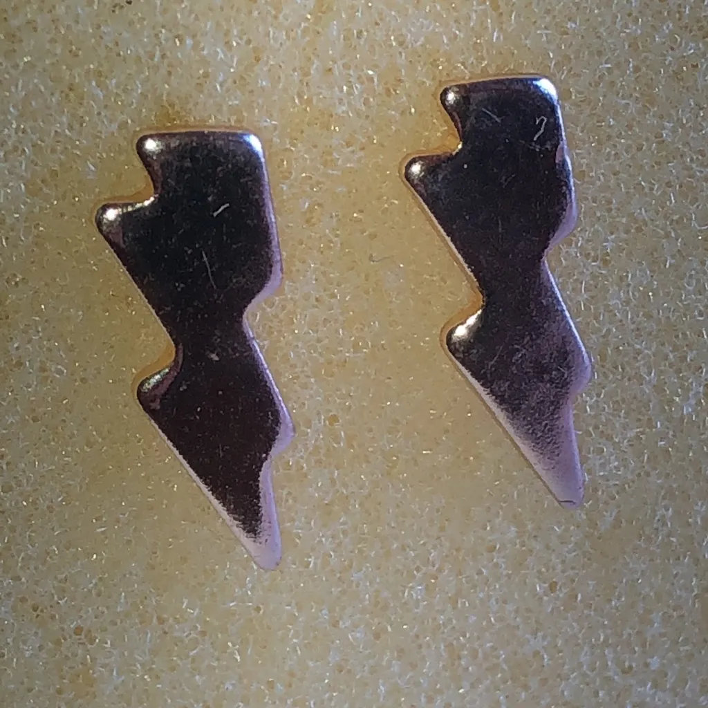 Gold Tone Boho Lightning Bolt Earrings - Image 3