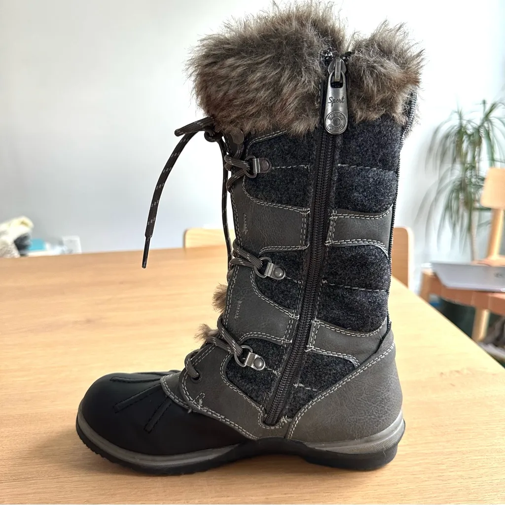 Blondo Sport Waterproof Grey Sasha Boots Faux Fur Size 6M Winter Fleece lined - Image 6