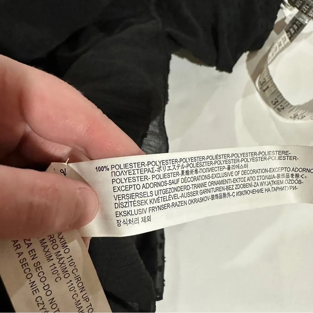 Zara Black Sheer Beaded Dot Embroidered Wide Sleeve‎ Top Size S - Image 7