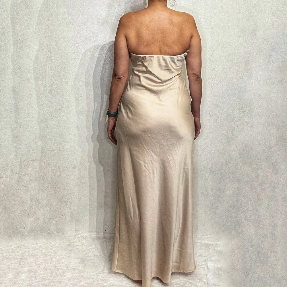 WAYF Champagne Strapless Maxi Dress Sz M - Image 10