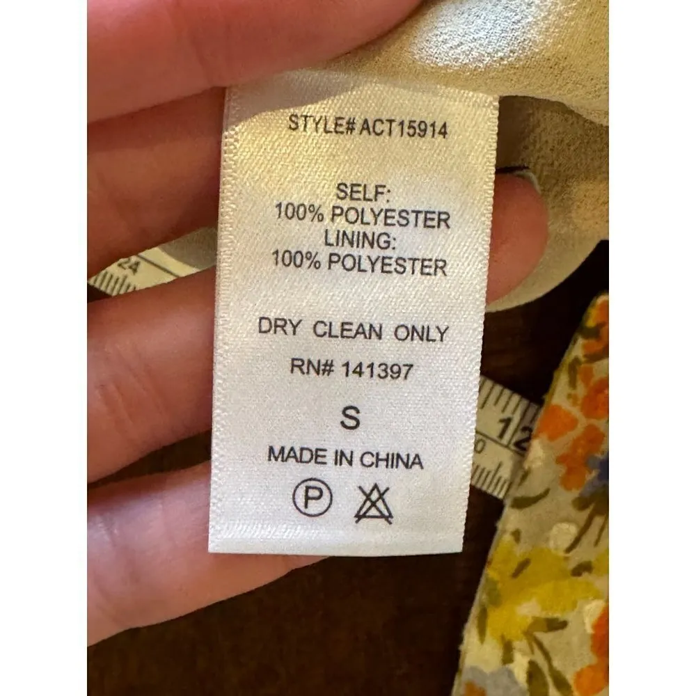 ASTR The Label Shirt Women Small Orange Floral‎ Tie Back Willa Top Boho Cottage - Image 11