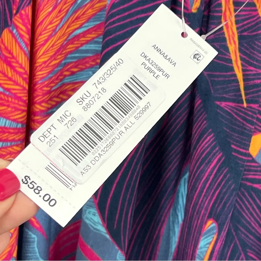 NWT ANNA & AVA OS coverup one piece dress abstract - Image 8