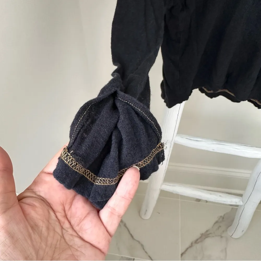 Long Sleeve Embroidered and Lace Detail Shirt SZ Small - Image 5