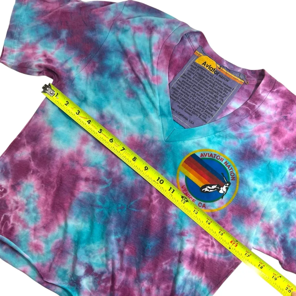 AVIATOR NATION SIGNATURE VENICE CIRCLE BOYFRIEND VNECK TEE - TIE DYE - Image 9