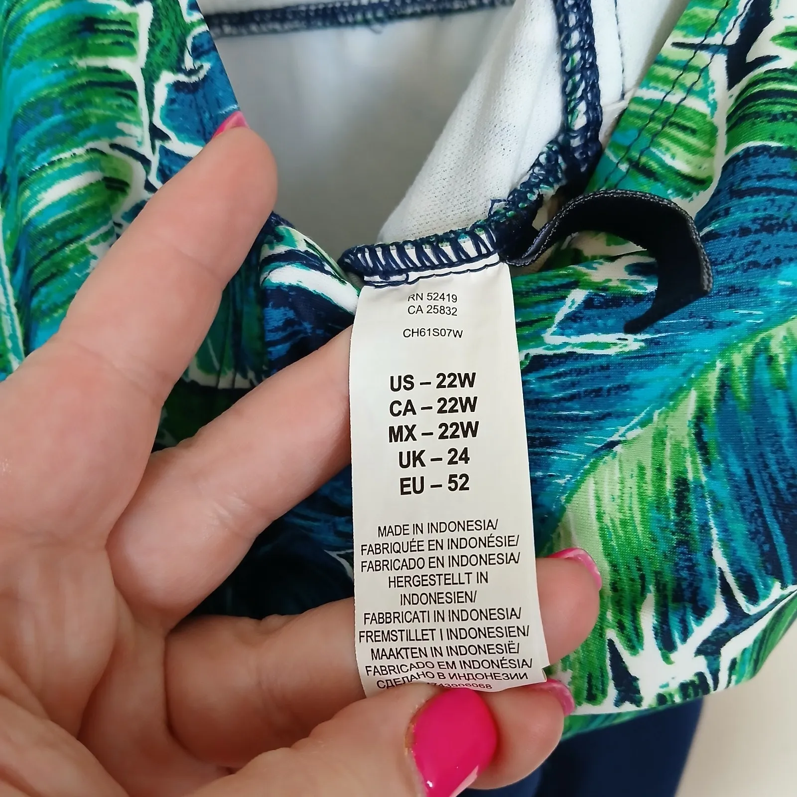 Chaps One Piece Swimsuit Women 22W Tropical Vacation Resort Island Coastal Beach - Image 7