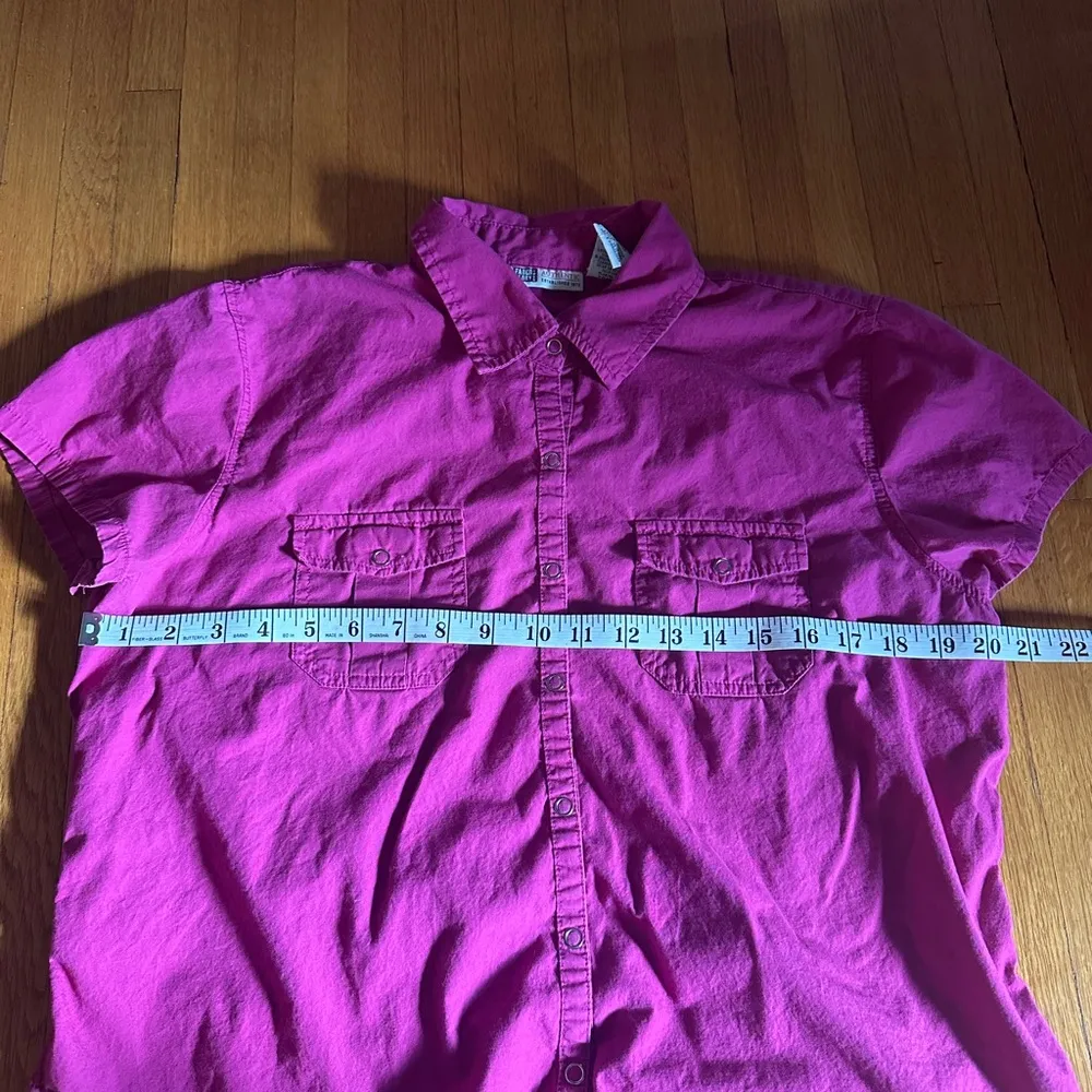 Y2K Raspberry Faded Glory Double Pocketed Western Snap Up, Size L - Image 2