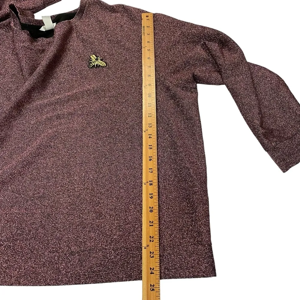 H&M Women’s Sz XL Shimmering Black Pink Crewneck Sweater - Image 9