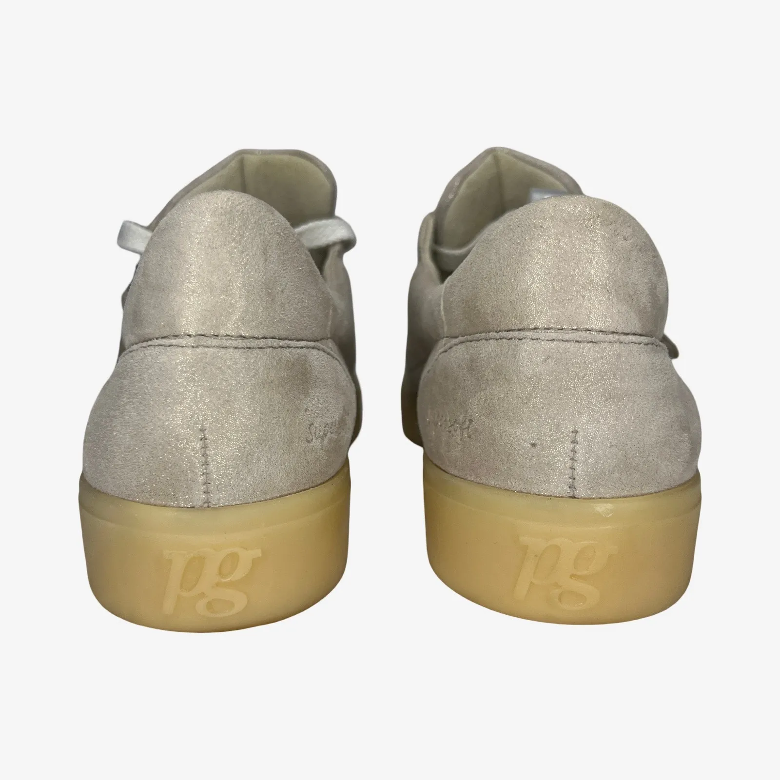 Paul Green Super Soft Leather Sneakers UK 7 ≈ US 9.5 Beige Metallic Suede - Image 9