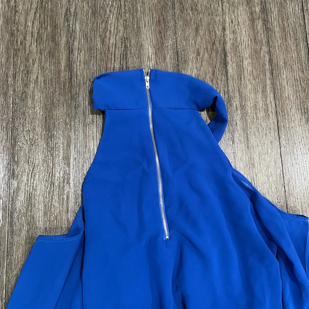 Women’s Blue Small Long Sleeve Halter Top Shirt - Image 3