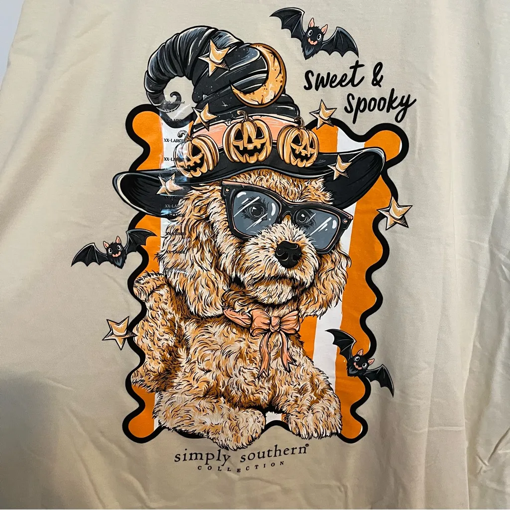NWT Simply Southern Short Sleeve T-Shirt Size XXL Halloween Doodle Dog Spooky - Image 6