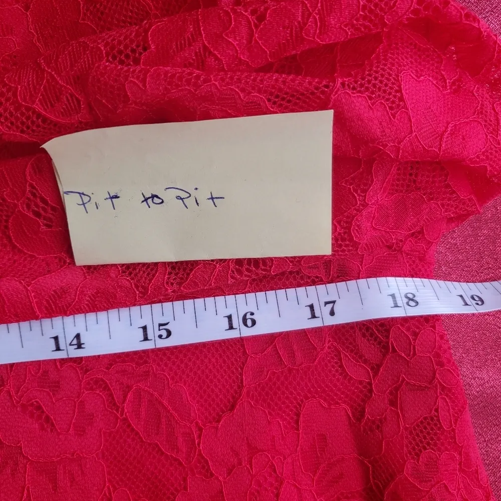 𝅺Francesca's Medium red lace 3/4bell sleeves dress - Image 7