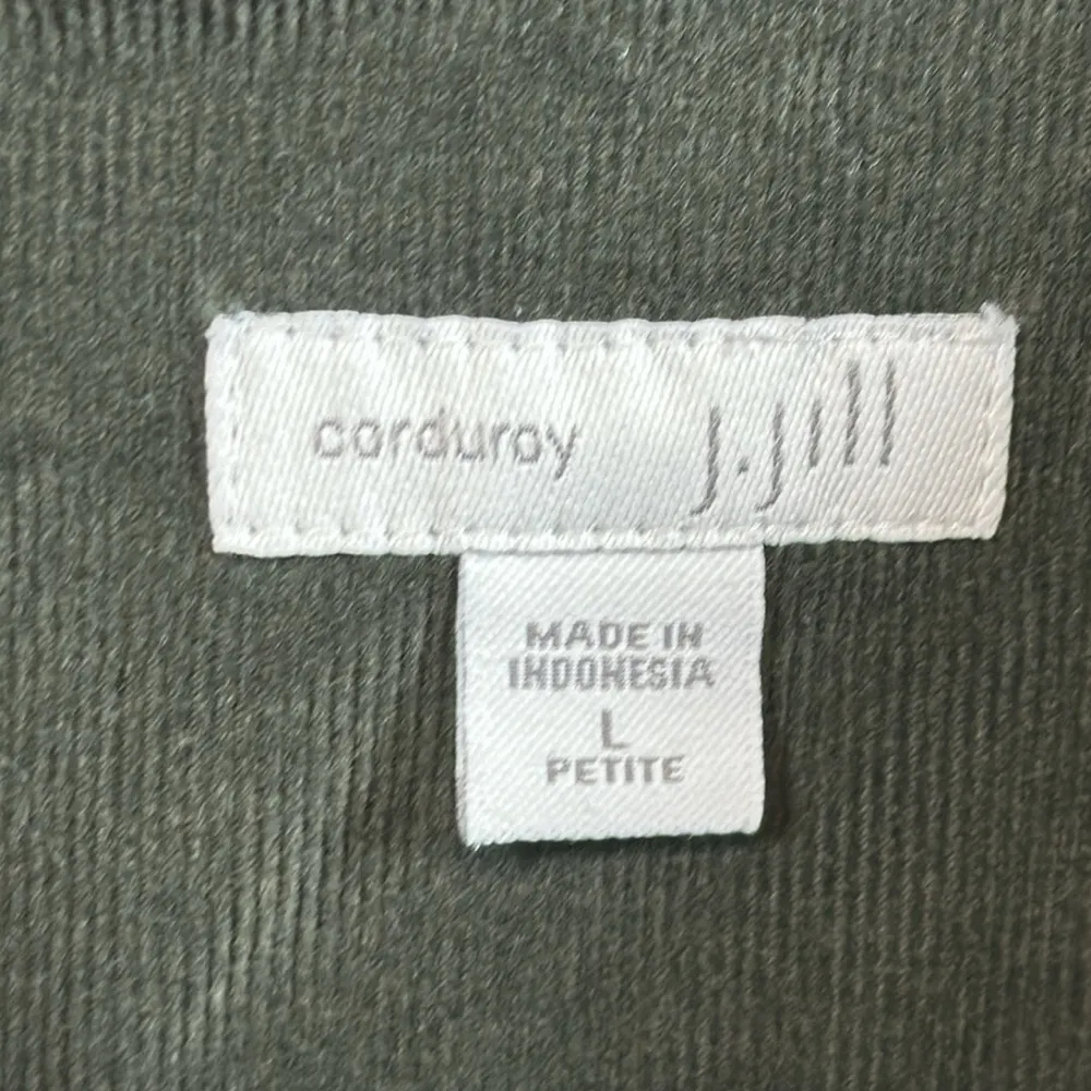 J Jill Shirt Button Down Corduroy Long Sleeve Olive Size L/P Large EUC #1347-LA - Image 6