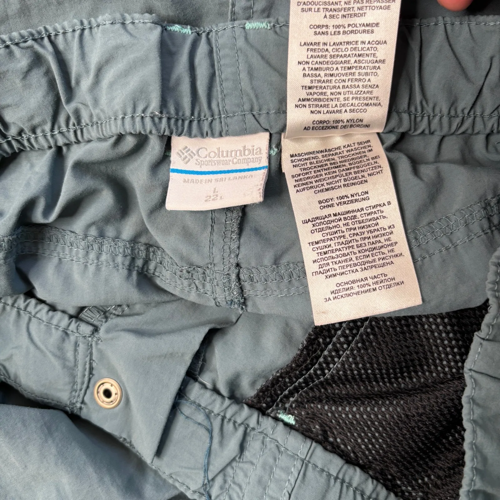 Columbia Womens Large Cargo Cropped Pants Capris Omni Shade Teal Blue Hiking SEE - Image 7