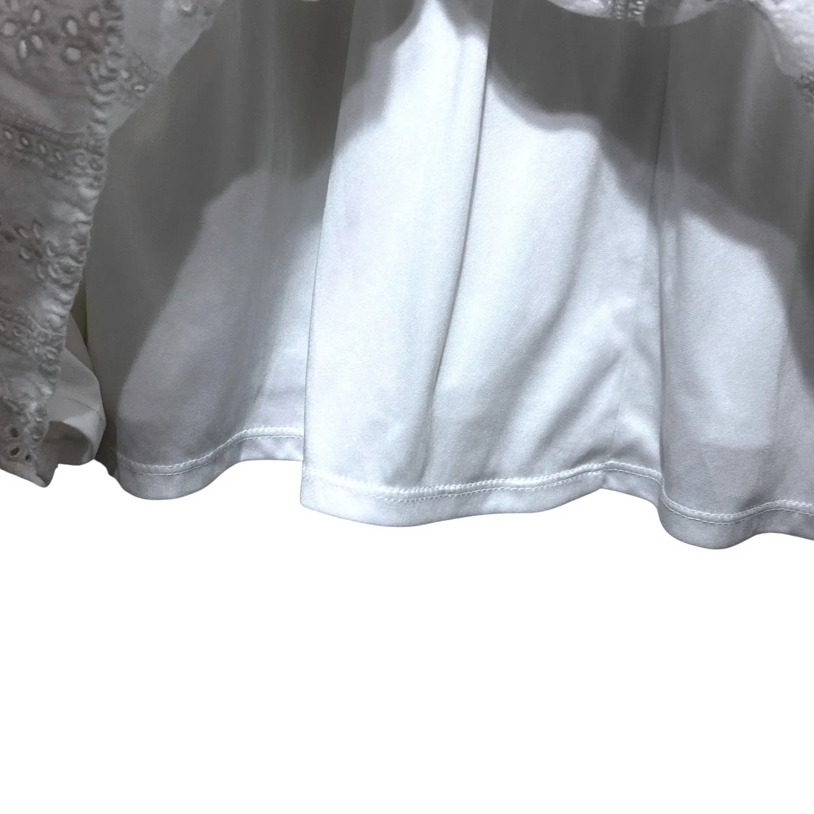 Lane Bryant White Eyelet Boho Top 28 Sleeveless Cinched Waist Square Neck Blouse - Image 5