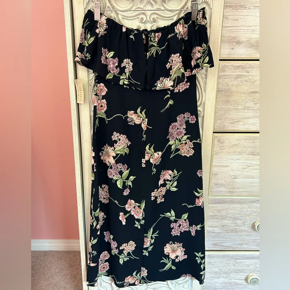 Flynn Skye romantic Fiona strapless midi dress in black botanical. NWT size Xs. - Image 3