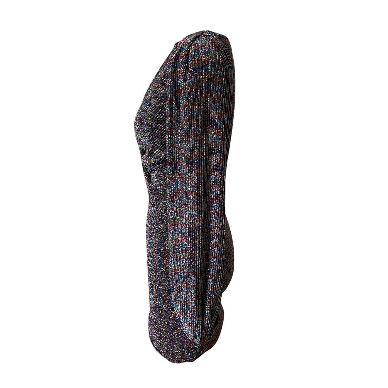 Ronny Kobo Pleated Rainbow Metallic Mini Party Dress Size XS X - Image 4