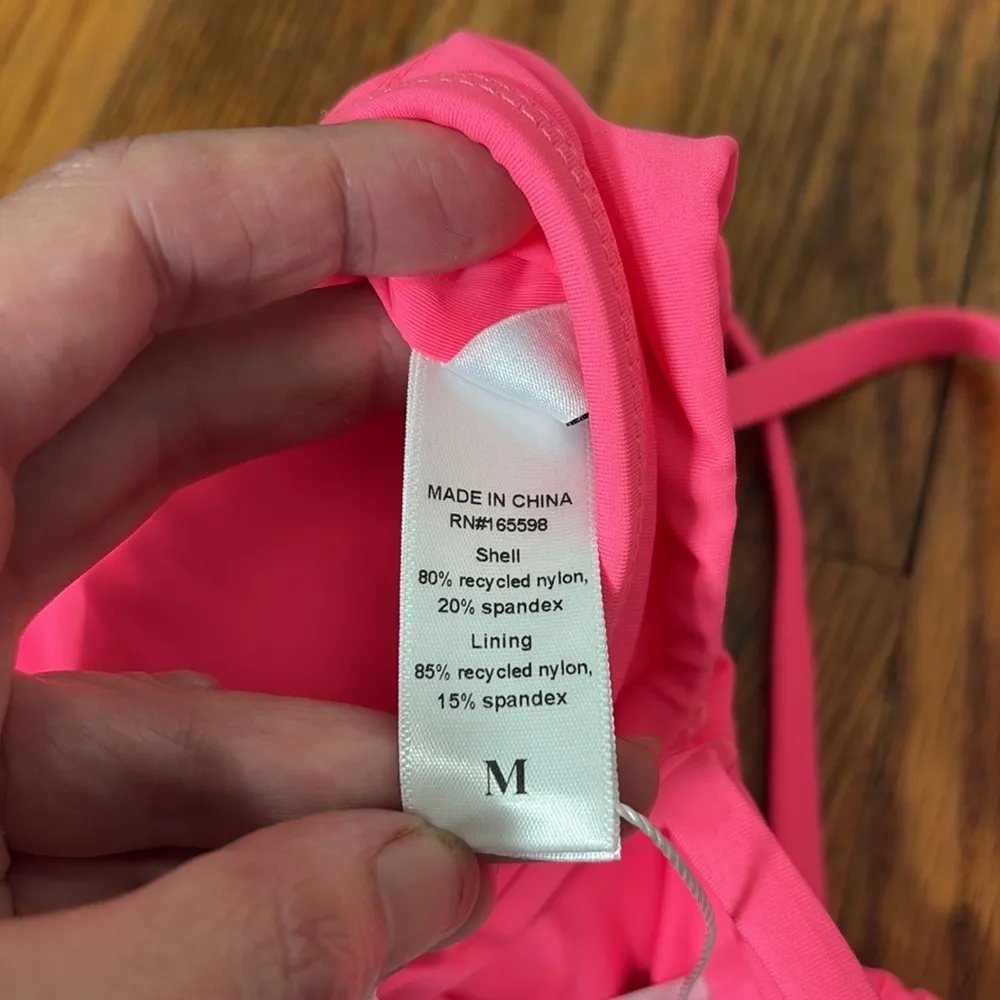 Andie Bikini Set Valencia Top 90s High Waisted Bottom Neon Pink size Medium NWT - Image 11