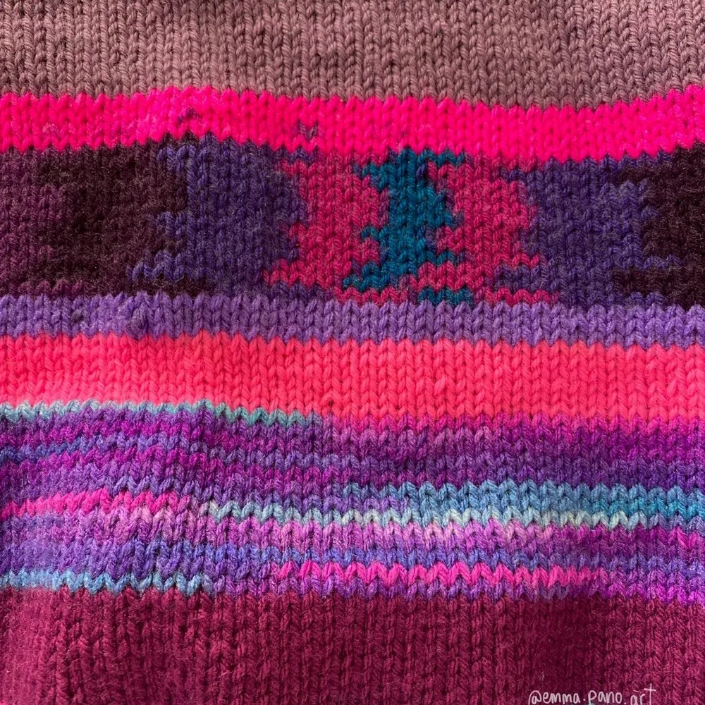 purple pink blue striped long sleeve knit cropped sweater Size M - Image 10