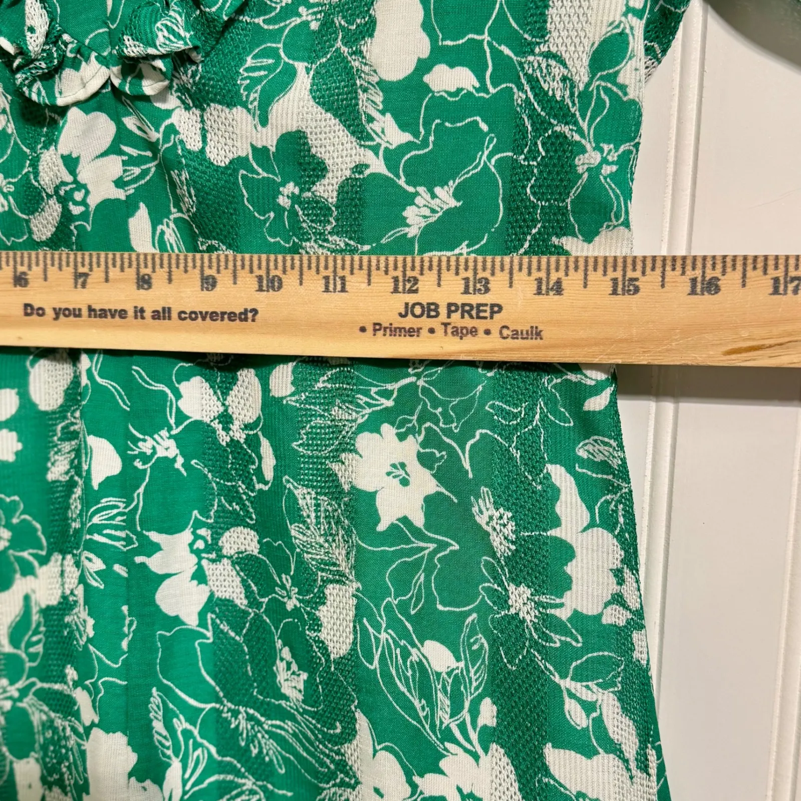 Alexis L Green Floral Ruffle Romper Long Sleeve V-Neck 100% Cotton Lined EUC - Image 6