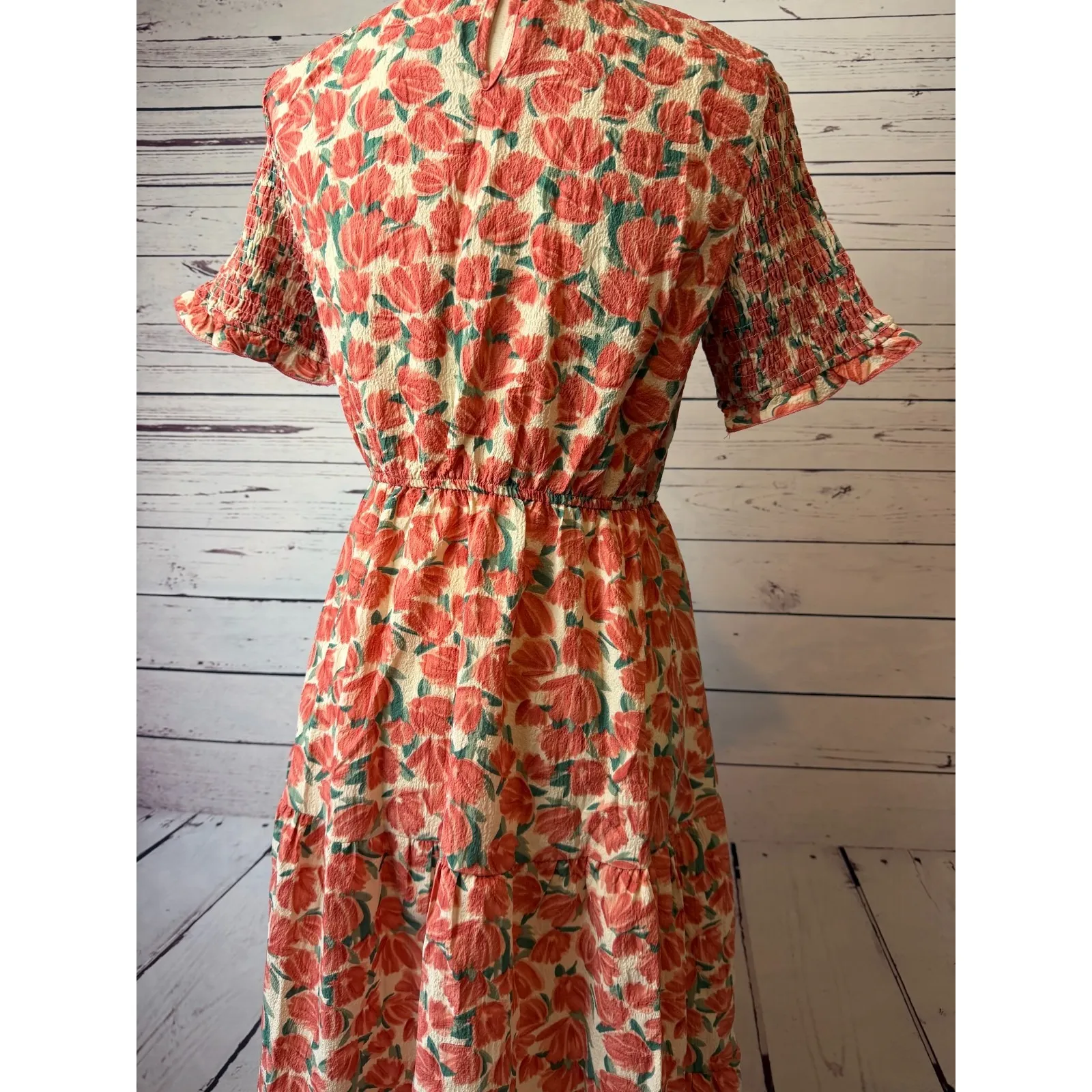 Hayden Los Angeles Midi Dress Smocked NWT  Medium Cottage Ruffle Floral Boho - Image 5