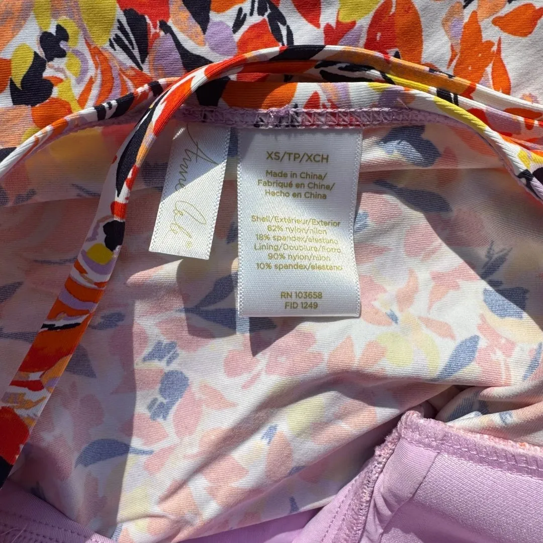 ANNE COLE Twist Front Bandeau Tankini Swim Floral Bathing Suit Top NWT XS - Image 7