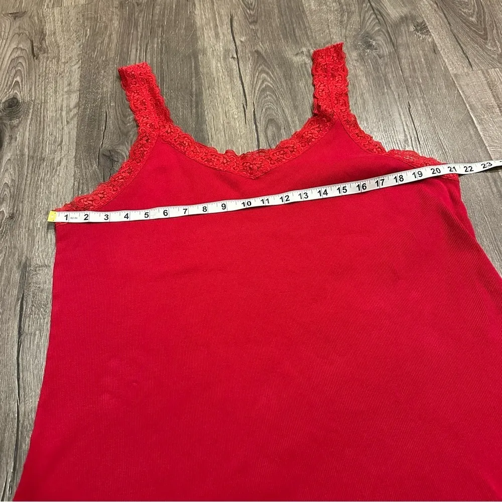 JMS Bella Swan Womens Plus Sz 3X Red Ribbed Layering Lace Tank Top Stretch Y2K - Image 6