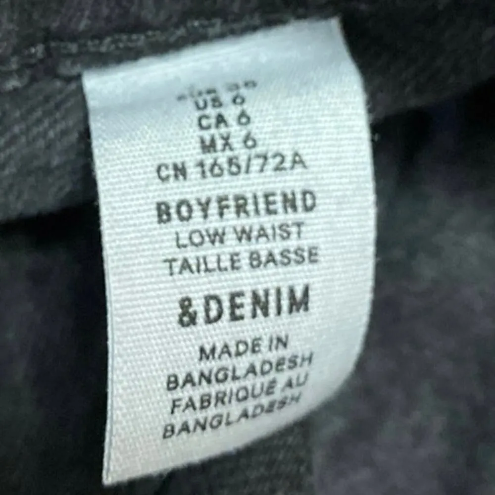 H&M Women's Black Distressed High Rise Boyfriend Tapered Denim Jeans Size 6 - Image 4