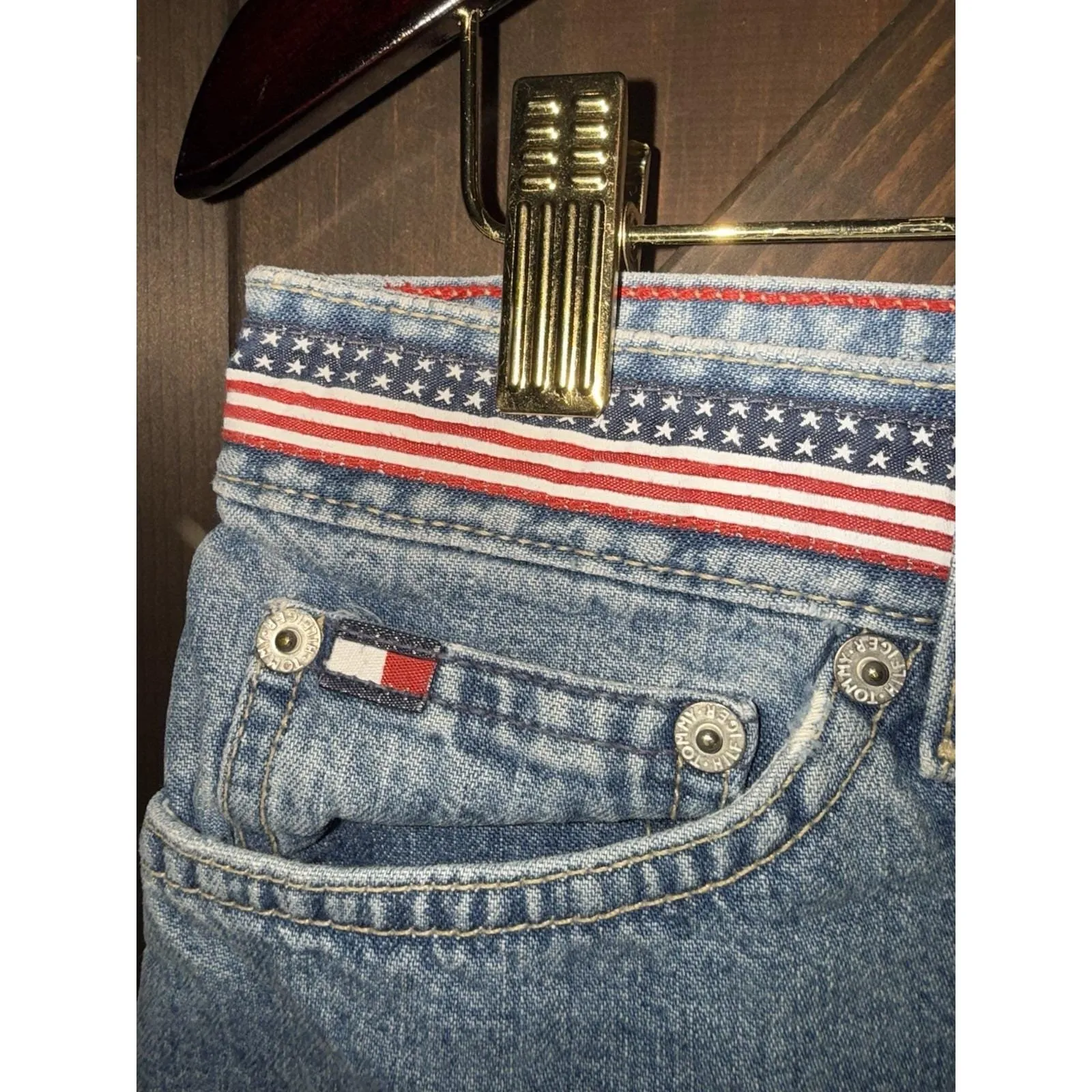 VTG Tommy Hilfiger Jean Skirt‎ Women Size 10 Y2K Patriotic Flag Denim 2002 - Image 2
