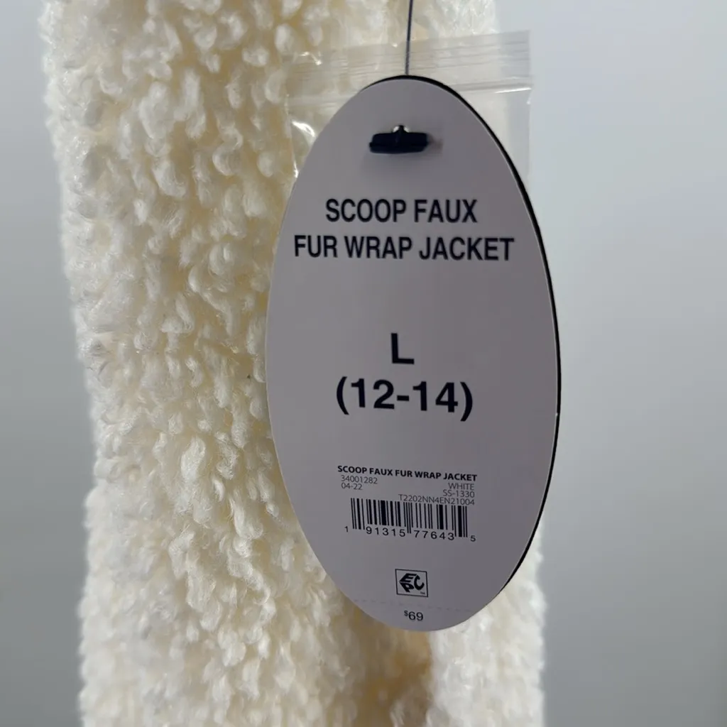 Scoop NYC Women's Cozy Cream Teddy coat Sherpa mid calf L new shawl collar Size L - Image 6