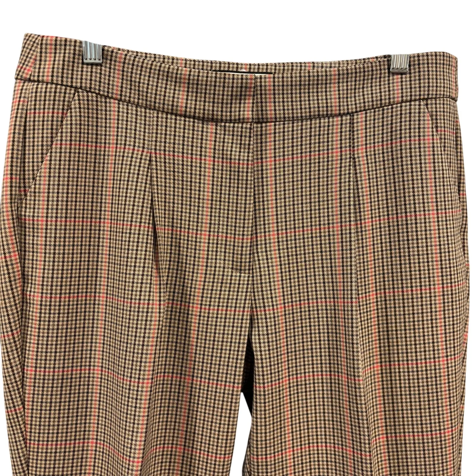 Vintage holiday party Xmas houndstooth pleated trousers, slacks, Women’s size 32 Brown - Image 3