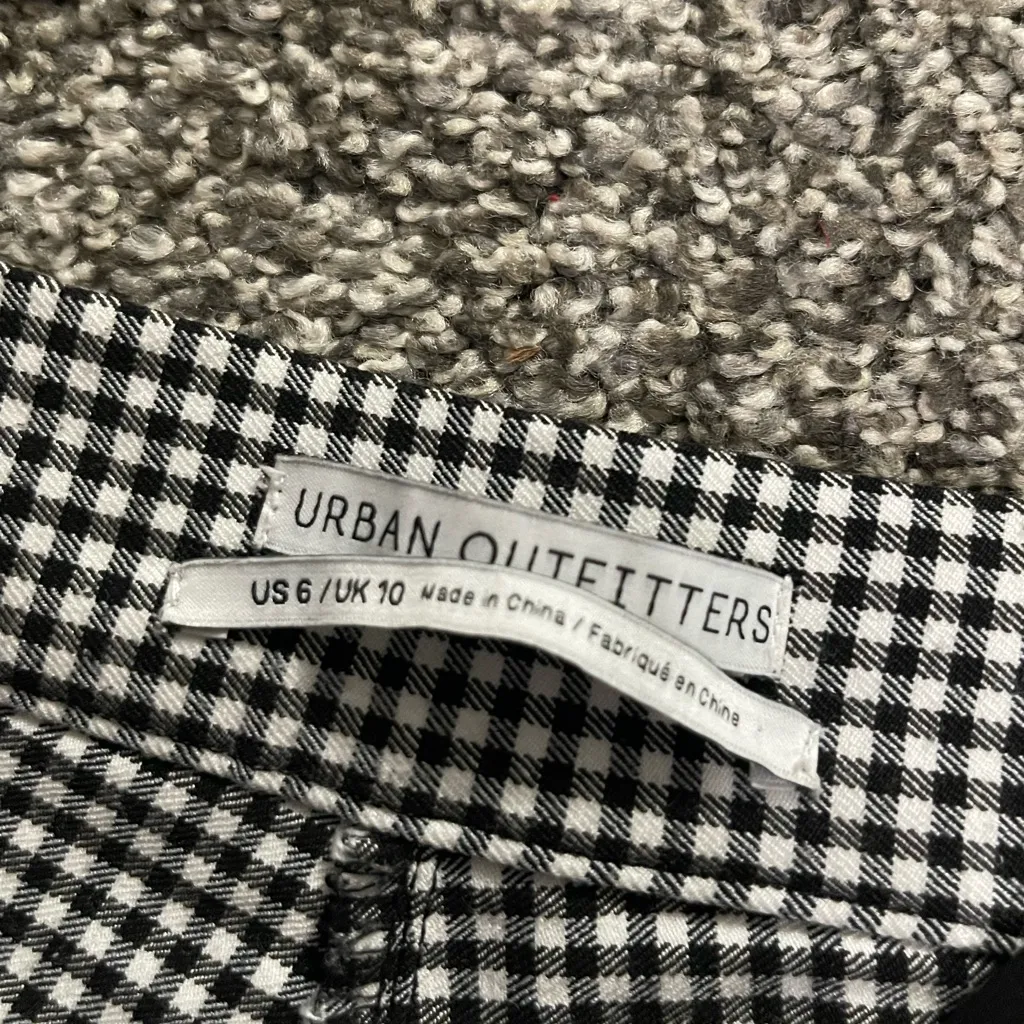 Urban outfitters black white Susie gingham plaid hi rise skinny Zip up pants 6 - Image 2