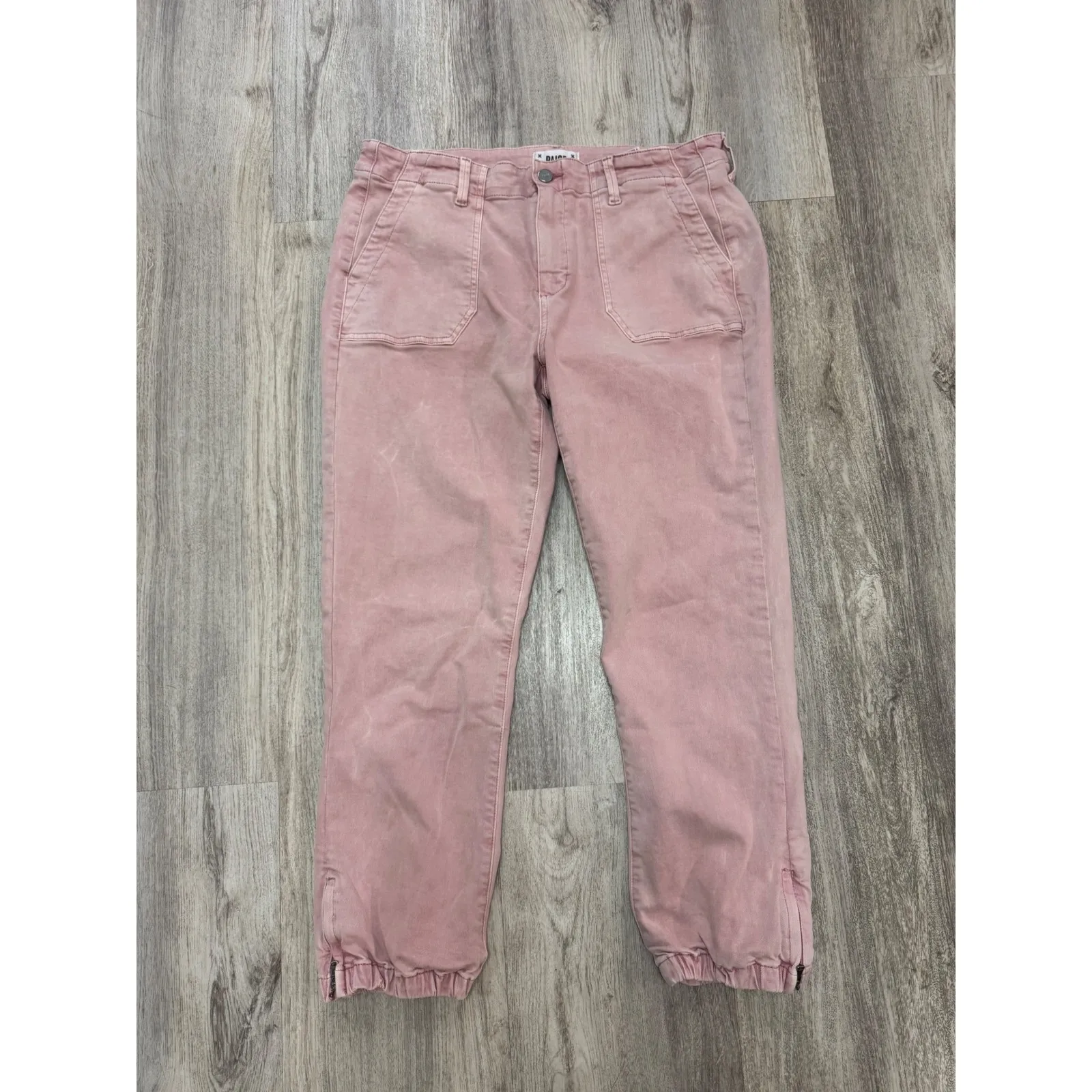 PAIGE‎ Mayslie Jogger Pants Womens 32 Pink Cotton Blend Cargo Ankle Zip - Image 2