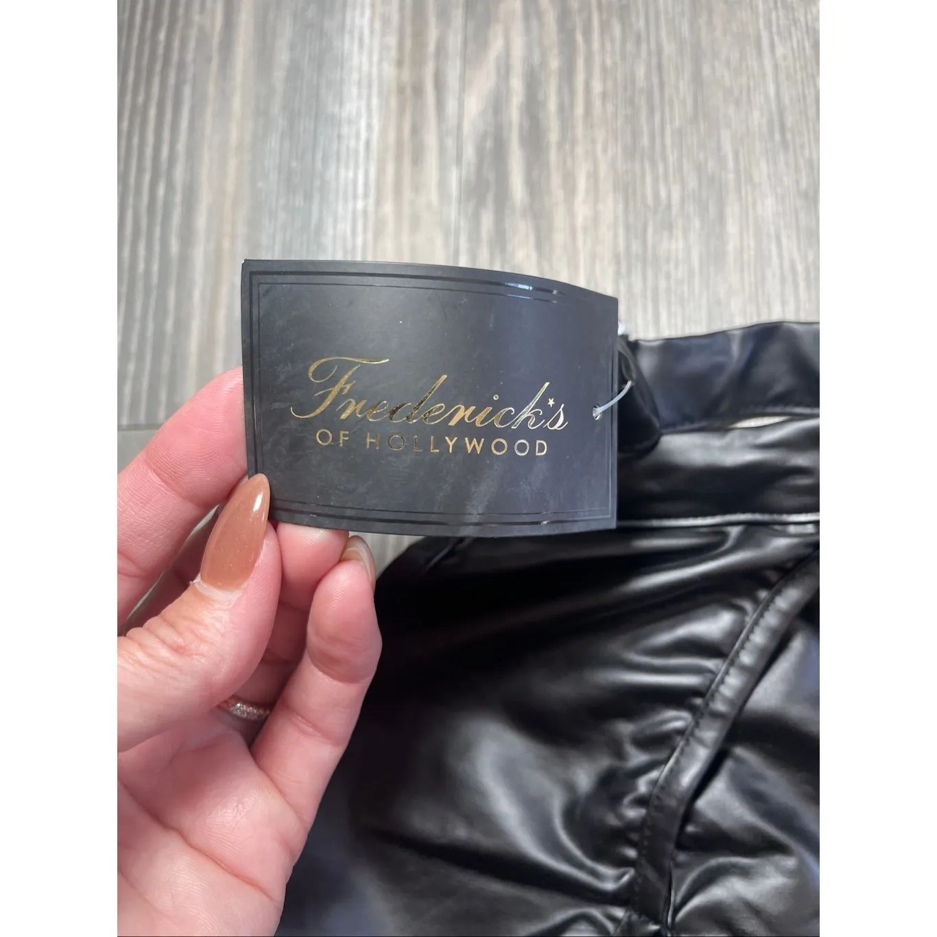 NWT Fredrick’s of Hollywood black faux leather halter top lingerie bikini set Si - Image 7